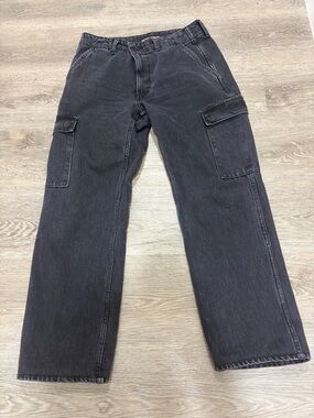Aritzia Denim Forum Jeans 90’s Edie Lo Rise Cargo 27 Black